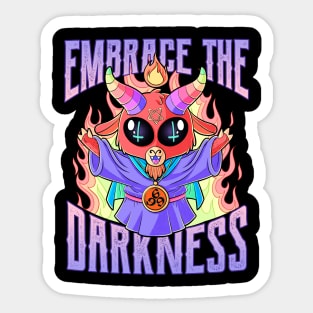 Cute chibi Satan Loves you. Embrace the Darkness 666% from Hell Sticker